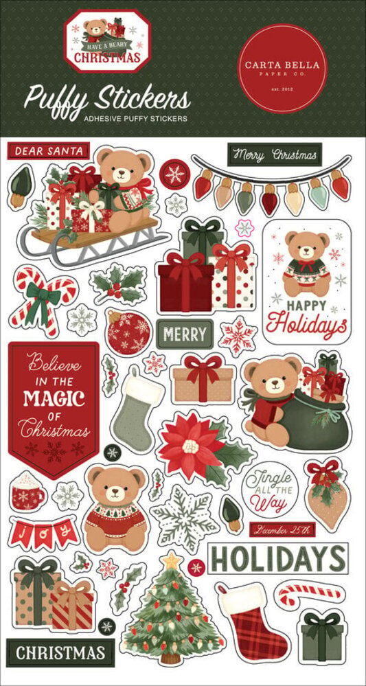 Carta Bella Have A Beary Christmas Puffy Stickers (CBBC518066) Carta Bella Have A Beary Christmas Puffy Stickers (CBBC518066)