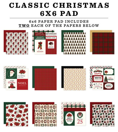 Carta Bella Classic Christmas 6x6 Inch Paper Pad (CBCC519023) Carta Bella Classic Christmas 6x6 Inch Paper Pad (CBCC519023)