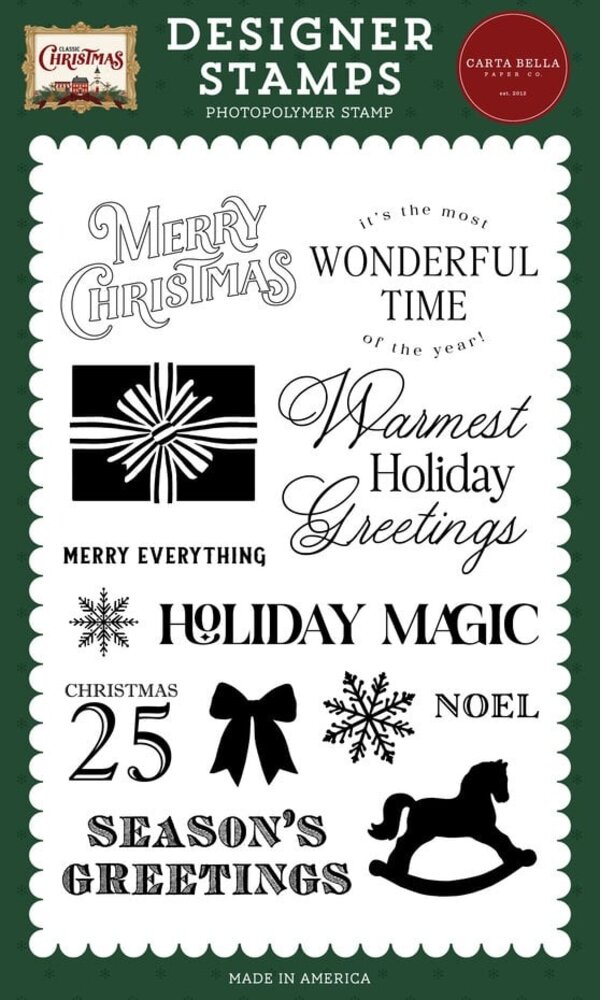 Carta Bella Classic Christmas Clear Stamps Warmest Holiday Greetings (CBCC519043) Carta Bella Classic Christmas Clear Stamps Warmest Holiday Greetings (CBCC519043)