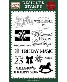 Carta Bella Classic Christmas Clear Stamps Warmest Holiday Greetings (CBCC519043)