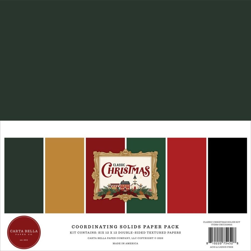 Carta Bella Classic Christmas 12x12 Inch Coordination Solids Paper Pack (CBCC519015) Carta Bella Classic Christmas 12x12 Inch Coordination Solids Paper Pack (CBCC519015)
