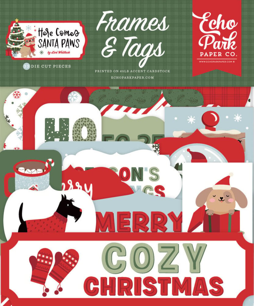 Echo Park Here Comes Santa Paws Ephemera Frames & Tags (HCSP517025)