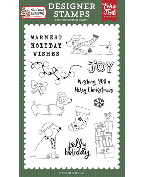 Echo Park Here Comes Santa Paws Clear Stamps Warmest Holiday Wishes (HCSP517045)