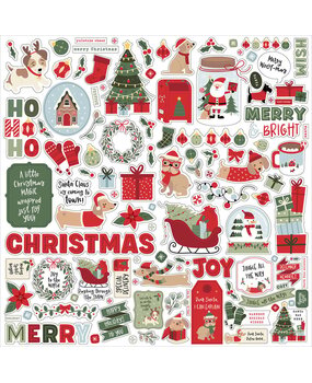 Echo Park Here Comes Santa Paws 12x12 Inch Element Sticker (HCSP517014)