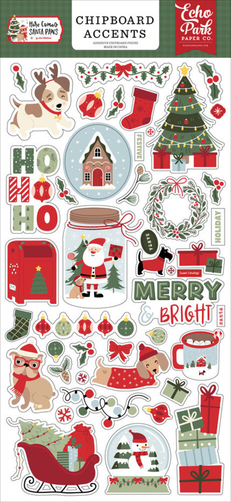 Echo Park Here Comes Santa Paws 6x13 Inch Chipboard Accents (HCSP517021) Echo Park Here Comes Santa Paws 6x13 Inch Chipboard Accents (HCSP517021)