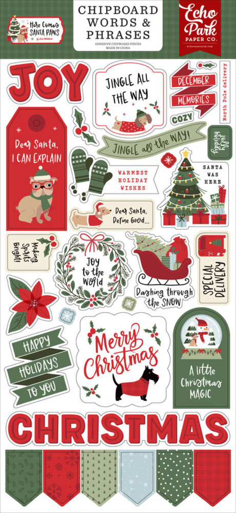 Echo Park Here Comes Santa Paws 6x13 Inch Chipboard Word & Phrases (HCSP517022) Echo Park Here Comes Santa Paws 6x13 Inch Chipboard Word & Phrases (HCSP517022)