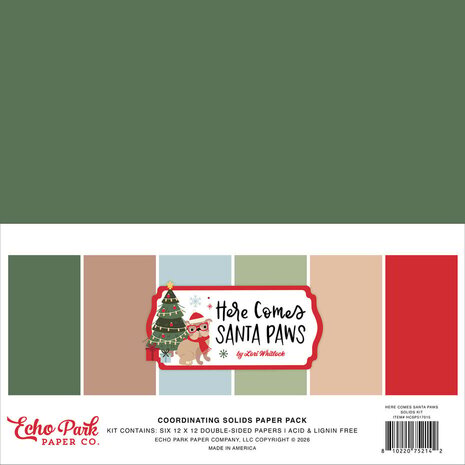 Echo Park Here Comes Santa Paws 12x12 Inch Coordination Solids Paper Pack (HCSP517015) Echo Park Here Comes Santa Paws 12x12 Inch Coordination Solids Paper Pack (HCSP517015)