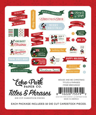 Echo Park Mouse And Me Christmas Ephemera Titles & Phrases (MMC520032)