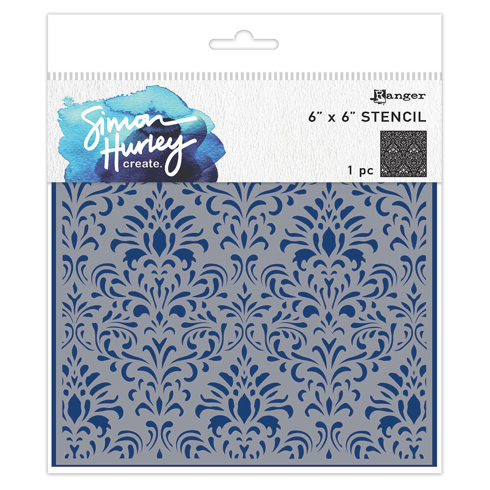 Simon Hurley Create PRE-ORDER Damask 6x6 Inch Stencil (HUS94364)