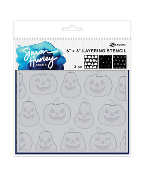 Simon Hurley Create PRE-ORDER Jack O' Lanterns 6x6 Inch Layered Stencils (HUS94241)