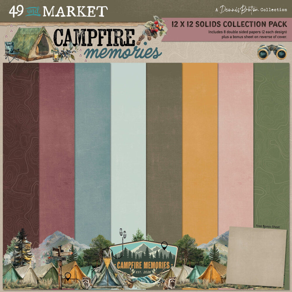 49 and Market PRE-ORDER Campfire Memories 12x12 Inch Solids Collection Pack (DCM-37289)