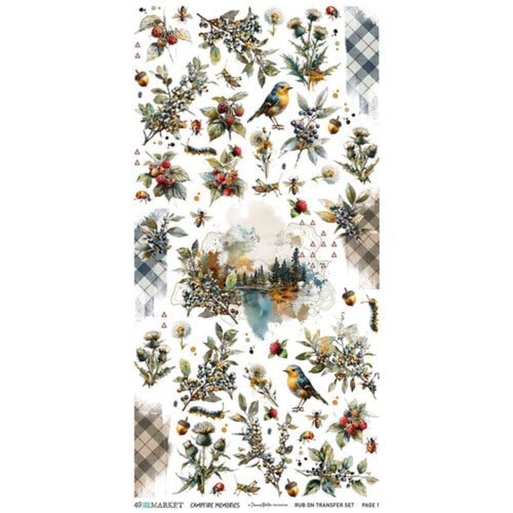 49 and Market PRE-ORDER Campfire Memories 6x12 Inch Blendable Rub-on Transfer Set (DCM-37425)