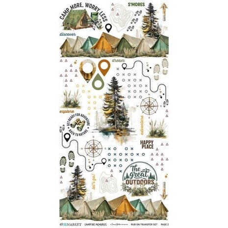 49 and Market PRE-ORDER Campfire Memories 6x12 Inch Blendable Rub-on Transfer Set (DCM-37425)