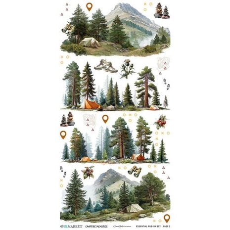 49 and Market PRE-ORDER Campfire Memories 6x12 Inch Essential Rub-on Transfer Set (DCM-37432)