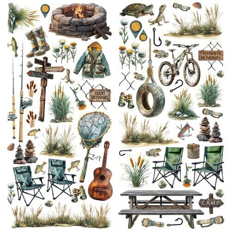 49 and Market PRE-ORDER Campfire Memories Laser Cut Elements Fishing (DCM-37456)
