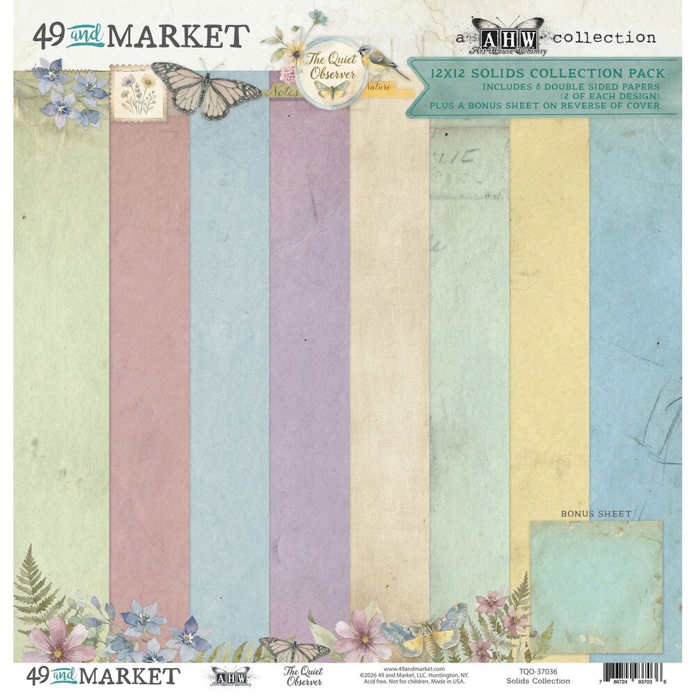 49 and Market PRE-ORDER The Quiet Observer 12x12 Inch Solids Collection Pack (TQO-37036)