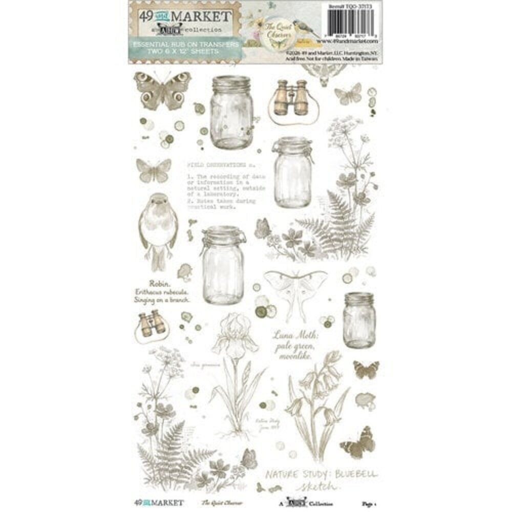 49 and Market PRE-ORDER The Quiet Observer 6x12 Inch Essential Rub-on Transfer Set (TQO-37173)