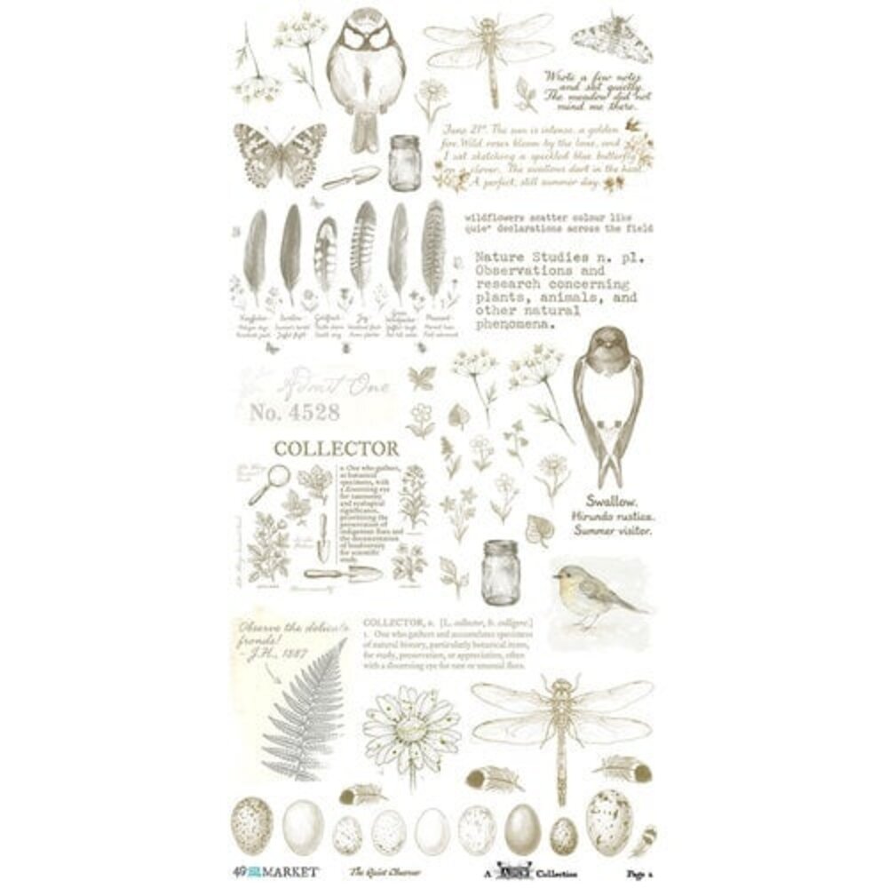 49 and Market PRE-ORDER The Quiet Observer 6x12 Inch Essential Rub-on Transfer Set (TQO-37173)