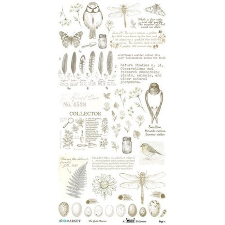 49 and Market PRE-ORDER The Quiet Observer 6x12 Inch Essential Rub-on Transfer Set (TQO-37173)