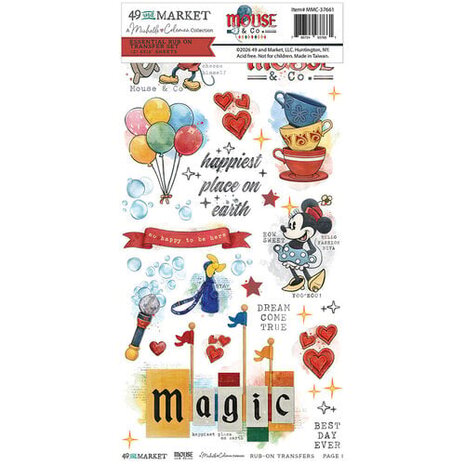 49 and Market PRE-ORDER Mouse & Co. 6x12 Inch Essential Rub-on Transfer Set (MMC-37661)