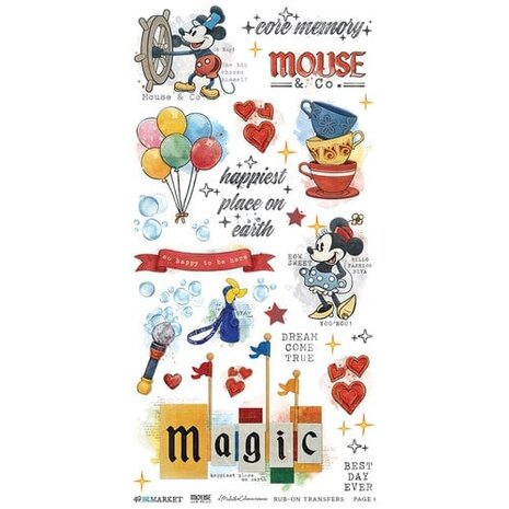 49 and Market PRE-ORDER Mouse & Co. 6x12 Inch Essential Rub-on Transfer Set (MMC-37661)
