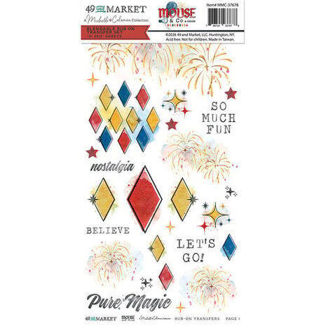 49 and Market PRE-ORDER Mouse & Co. 6x12 Inch Blendable Rub-on Transfer Set (MMC-37678)