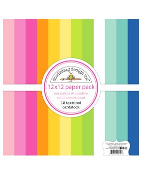 Doodlebug Design Inc. PRE-ORDER Cupcakes & Candles 12x12 Inch Textured Cardstock Solid Paper Pack (9172)
