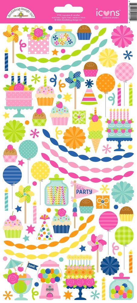 Doodlebug Design Inc. PRE-ORDER Cupcakes & Candles Icons Stickers (9155)