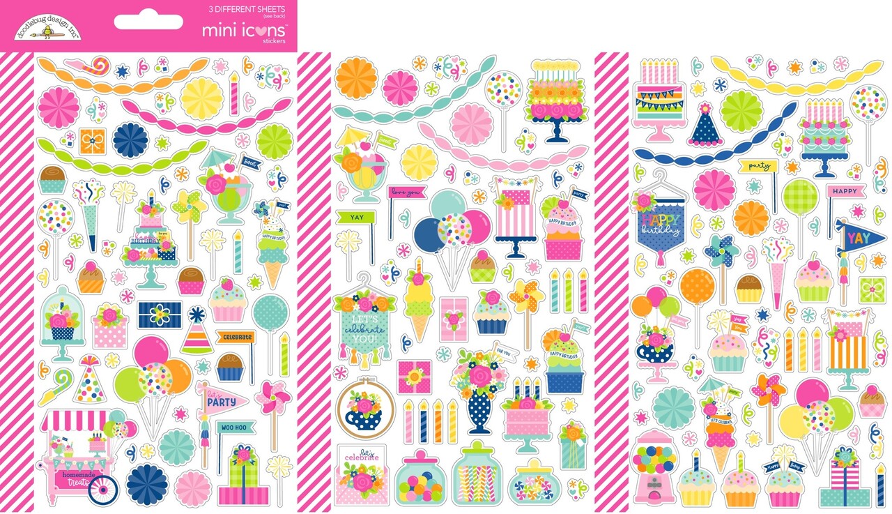 Doodlebug Design Inc. PRE-ORDER Cupcakes & Candles Mini Icons Stickers (9138)
