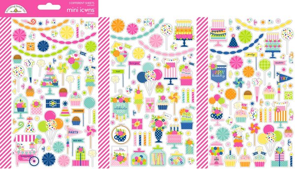 Doodlebug Design Inc. PRE-ORDER Cupcakes & Candles Mini Icons Stickers (9138)