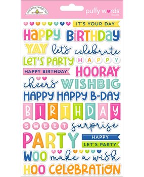 Doodlebug Design Inc. PRE-ORDER Cupcakes & Candles Puffy Words Stickers (9140)