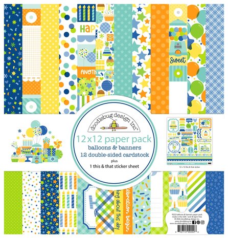 Doodlebug Design Inc. PRE-ORDER Balloons & Banners 12x12 Inch Paper Pack (9222) Doodlebug Design Inc. PRE-ORDER Balloons & Banners 12x12 Inch Paper Pack (9222)