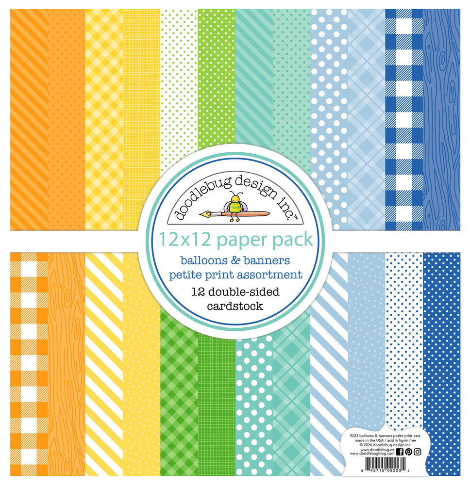 Doodlebug Design Inc. PRE-ORDER Balloons & Banners 12x12 Inch Petite Prints Paper Pack (9223)