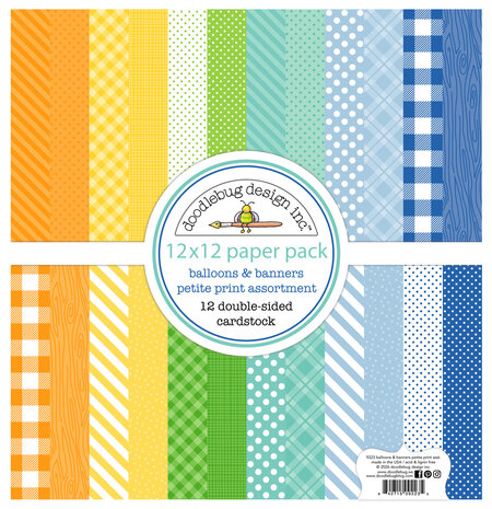Doodlebug Design Inc. PRE-ORDER Balloons & Banners 12x12 Inch Petite Prints Paper Pack (9223)