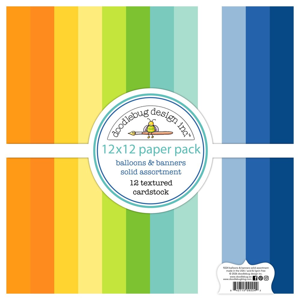 Doodlebug Design Inc. PRE-ORDER Balloons & Banners 12x12 Inch Textured Cardstock Solid Paper Pack (9224) Doodlebug Design Inc. PRE-ORDER Balloons & Banners 12x12 Inch Textured Cardstock Solid Paper Pack (9224)
