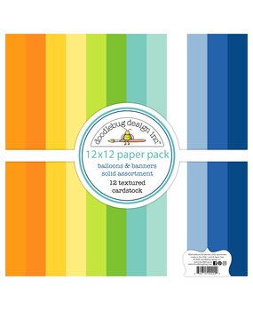 Doodlebug Design Inc. PRE-ORDER Balloons & Banners 12x12 Inch Textured Cardstock Solid Paper Pack (9224)