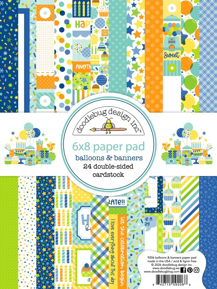 Doodlebug Design Inc. PRE-ORDER Balloons & Banners 6x8 Inch Paper Pad (9206) Doodlebug Design Inc. PRE-ORDER Balloons & Banners 6x8 Inch Paper Pad (9206)