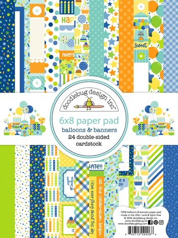 Doodlebug Design Inc. PRE-ORDER Balloons & Banners 6x8 Inch Paper Pad (9206) Doodlebug Design Inc. PRE-ORDER Balloons & Banners 6x8 Inch Paper Pad (9206)