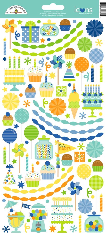 Doodlebug Design Inc. PRE-ORDER Balloons & Banners Icons Stickers (9207) Doodlebug Design Inc. PRE-ORDER Balloons & Banners Icons Stickers (9207)