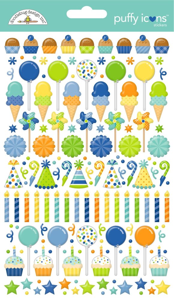 Doodlebug Design Inc. PRE-ORDER Balloons & Banners Puffy Icons Stickers (9191)
