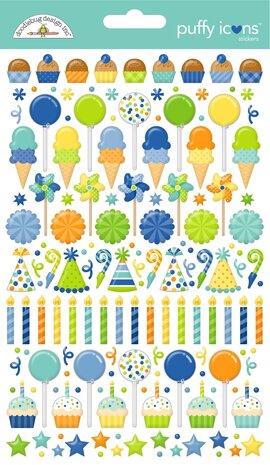 Doodlebug Design Inc. PRE-ORDER Balloons & Banners Puffy Icons Stickers (9191)