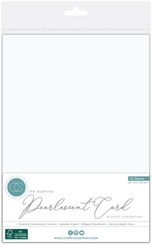 Craft Consortium The Essentials Pearlescent Card A4 Pearl White (CCEPC001) Craft Consortium The Essentials Pearlescent Card A4 Pearl White (CCEPC001)