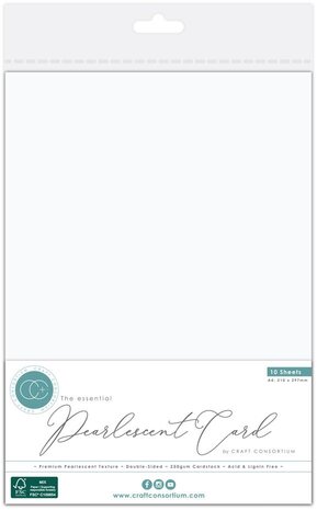 Craft Consortium The Essentials Pearlescent Card A4 Pearl White (CCEPC001) Craft Consortium The Essentials Pearlescent Card A4 Pearl White (CCEPC001)