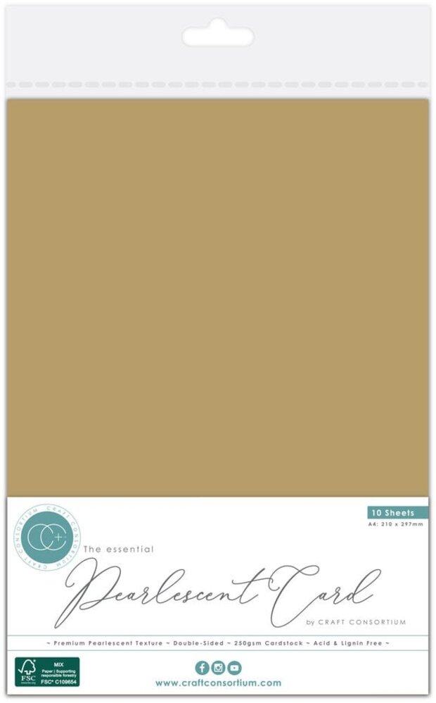 Craft Consortium The Essentials Pearlescent Card A4 Gold (CCEPC004)
