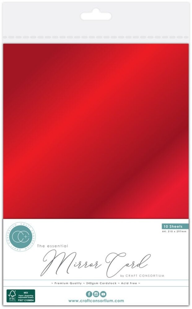 Craft Consortium The Essential Mirror Card A4 Red (CCEMC012)