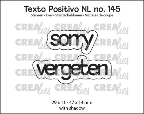Crealies Texto Positivo Dies Sorry Vergeten (POSNL145) Crealies Texto Positivo Dies Sorry Vergeten (POSNL145)