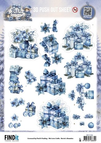 Berrie's Beauties Blue Christmas 3D Push Out Christmas Presents (SB11156) Berrie's Beauties Blue Christmas 3D Push Out Christmas Presents (SB11156)