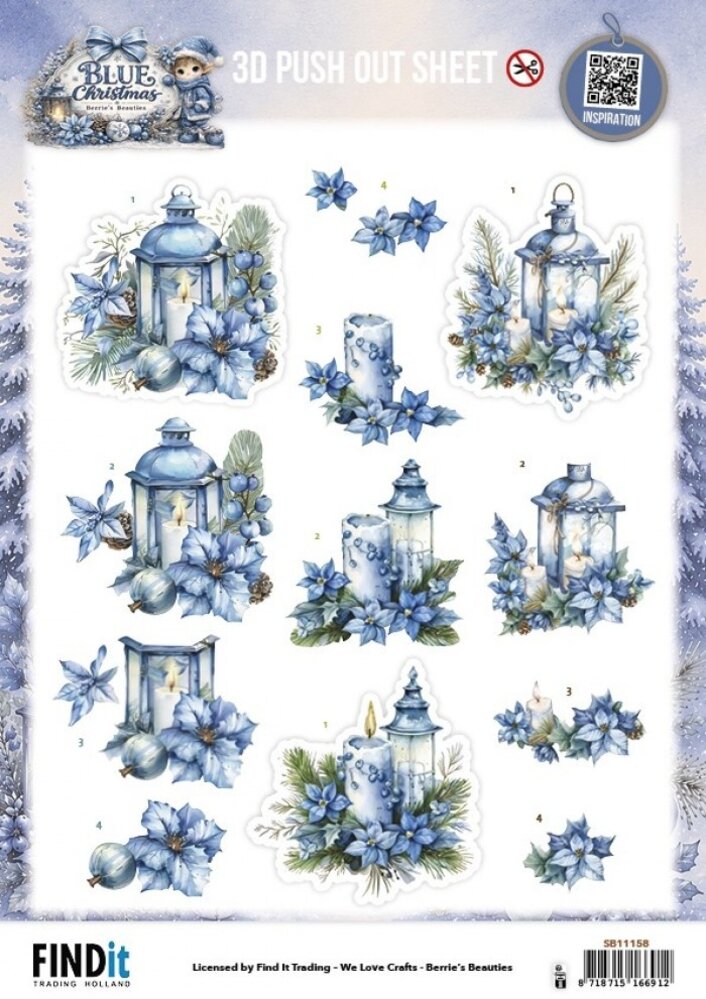 Berrie's Beauties Blue Christmas 3D Push Out Christmas Lanterns (SB11158) Berrie's Beauties Blue Christmas 3D Push Out Christmas Lanterns (SB11158)