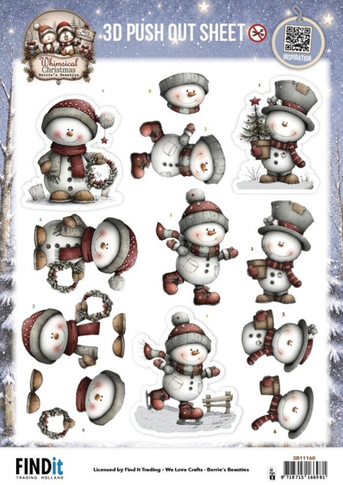 Berrie's Beauties Whimsical Christmas 3D Push Out Snowmen (SB11160) Berrie's Beauties Whimsical Christmas 3D Push Out Snowmen (SB11160)