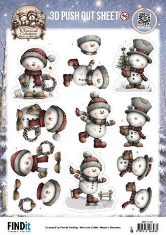 Berrie's Beauties Whimsical Christmas 3D Push Out Snowmen (SB11160) Berrie's Beauties Whimsical Christmas 3D Push Out Snowmen (SB11160)